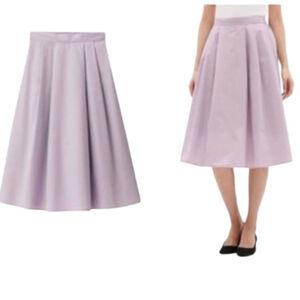 UNIQLO lilac purple pleated dry stretch tuck flare midi skirt S
